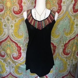 Made in Spain - Beaded V-Neck Shirt/Tunic